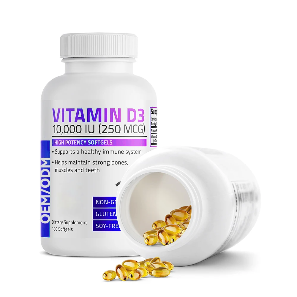 OEM ODM Vitamin D3 Softgels 10000iu Calcium Supplements Bone Health And Immune Support Vitamin D Capsules