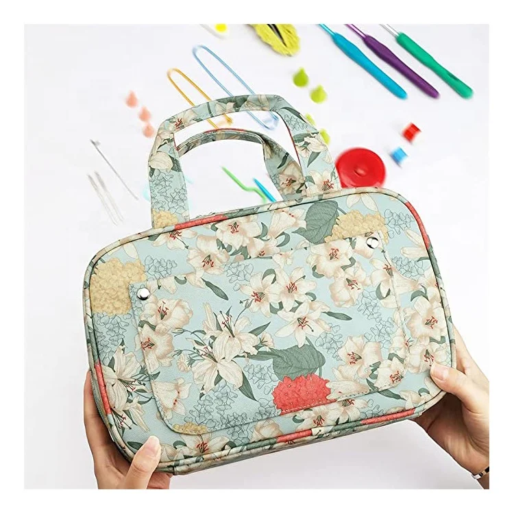 Crochet Hooks Bag Portable Travel Storage Cases Organizer Empty Zipper Bags Knitting Needles Case
