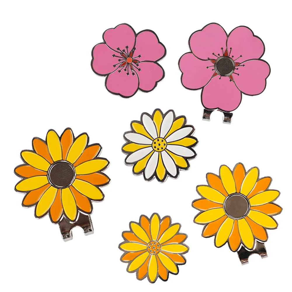 2024 Custom Logo Hard Enamel Flower Stainless Steel Iron Zinc Alloy Golf Ball Marker Divot Repair Tool  Hat Clip
