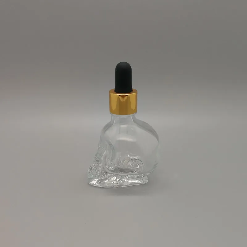
lowest price 1oz clear Skull Glass Bottle Beard Oil Glass Bottles for Halloween holiday gift 