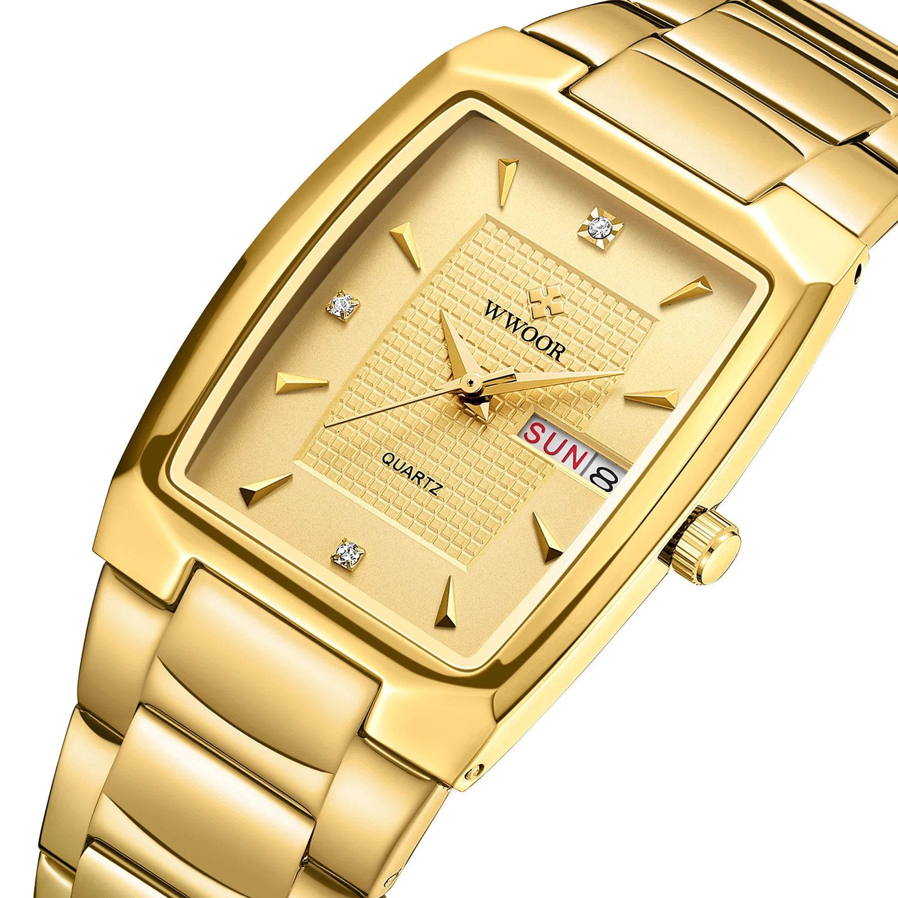3ATM Minimalist Quartz With Date Square Unique Gold Watch For Men
