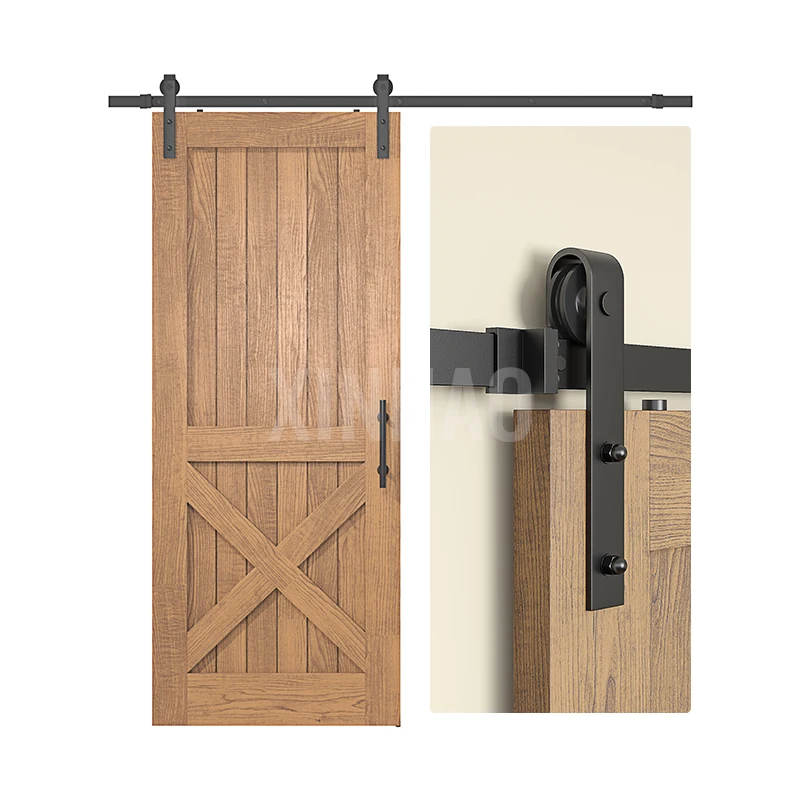 Modern Interior Factory Wholesale Pull and Flush Wholesale Easy Install Carbon Steel Face Mounting Sliding Barn Door Hardware