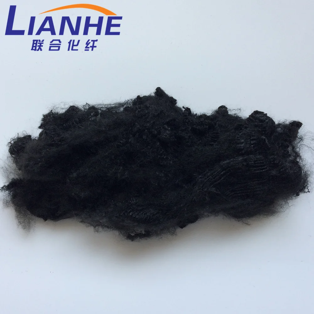 black psf 1.4d 38mm recycled polyester staple fiber fibre high tenacity 4.8CN/DTEX