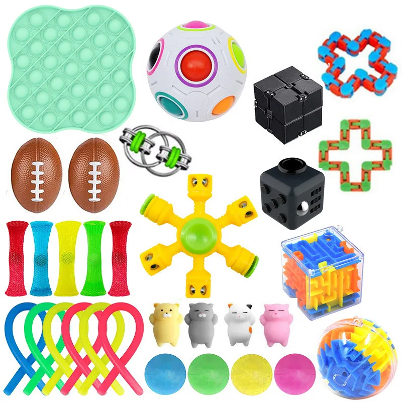 Fidget Sensory Toys Bubble Popper Stress Relief Mesh Silicone Push Pack Fun Fidget Toys Set