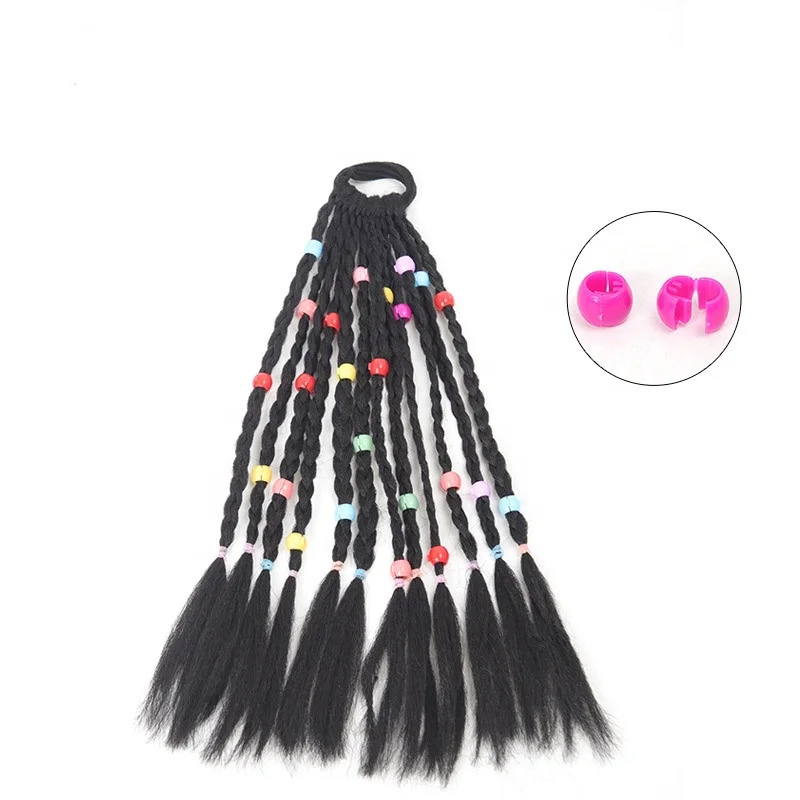 Wholesale twist braid hair braids wig ponytail for kids beauty beads hair ties hair accessories suppliers