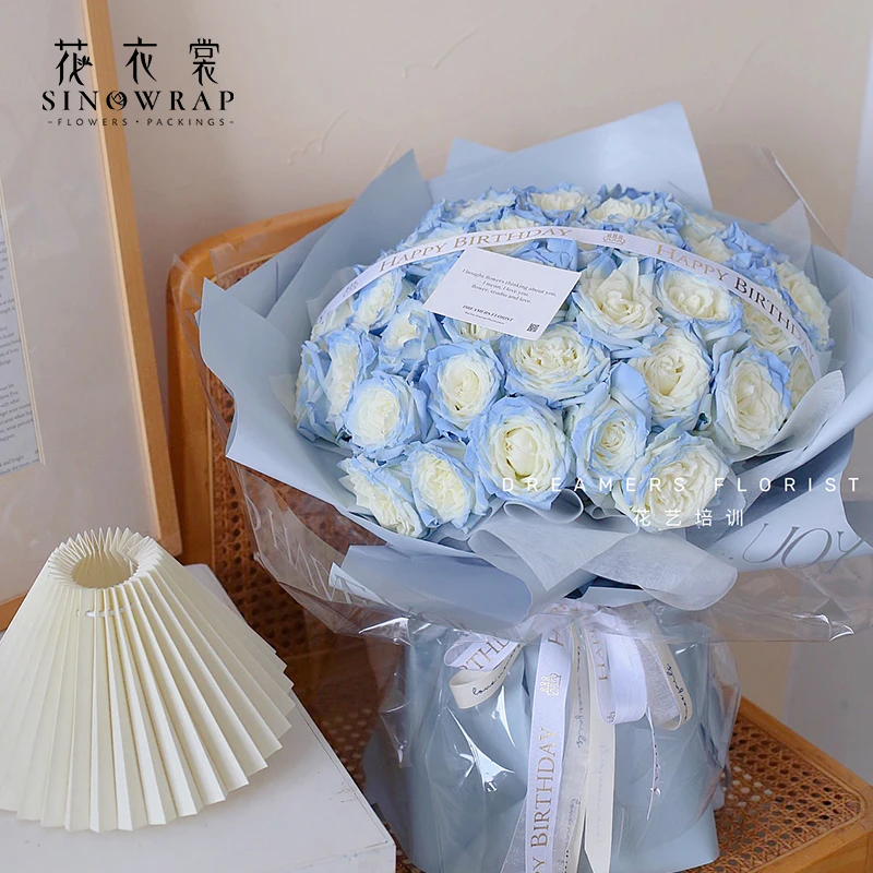 Cheaper Price 15pcs  Luck Hot stamping 50*70cm Cellophane Opp Wrapping Paper For Flower