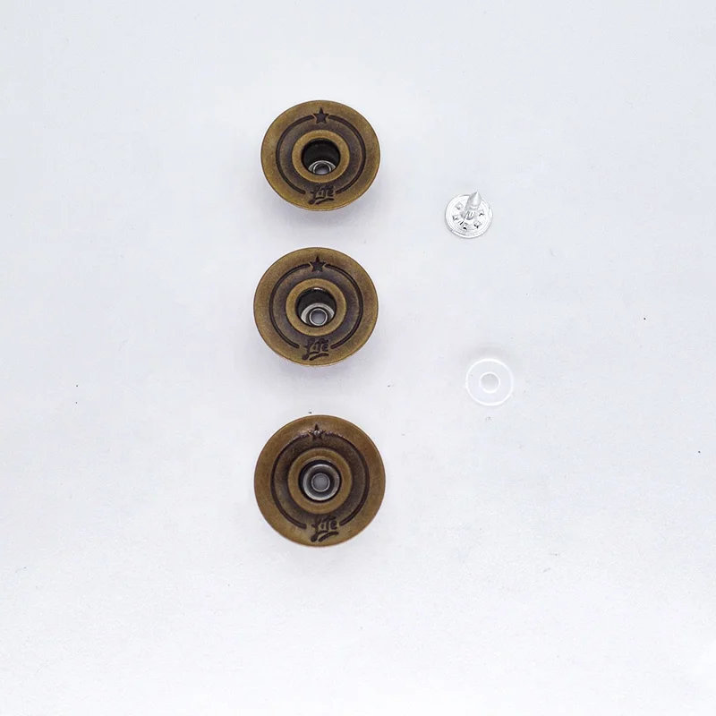 Custom Logo Metal Denim Button Metal Jeans Button With Rivets For Jeans