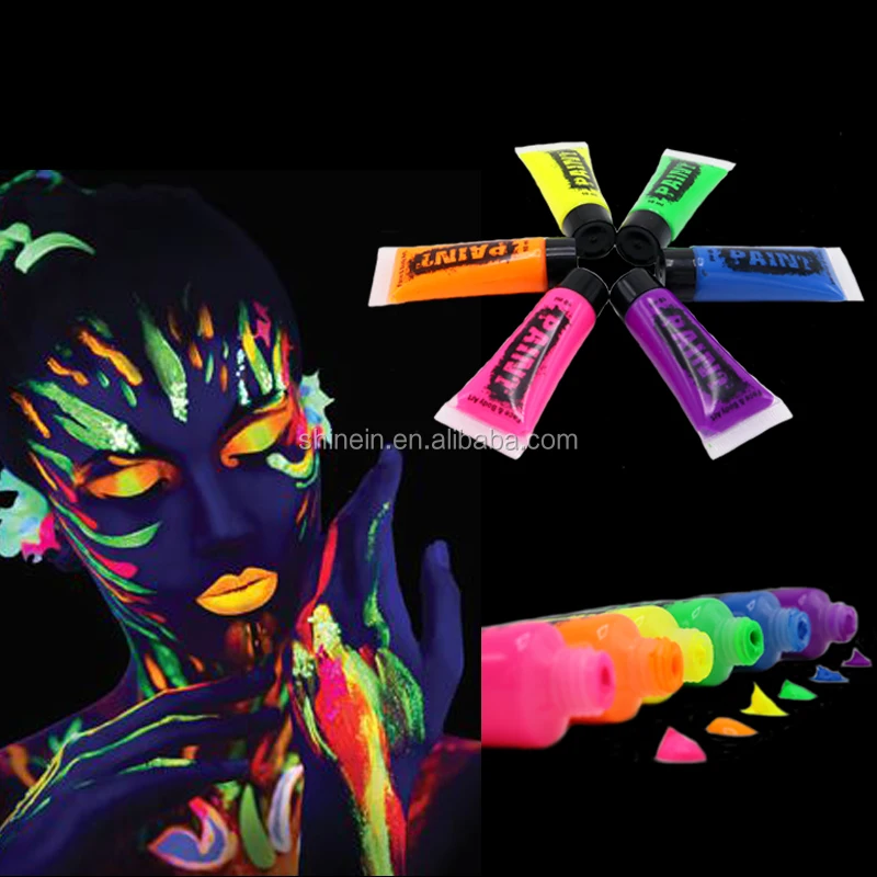 Shinein Water-soluble Luminous Neon Face Body Paint Pastels Eyeliner UV Glowing Halloween Face Paints