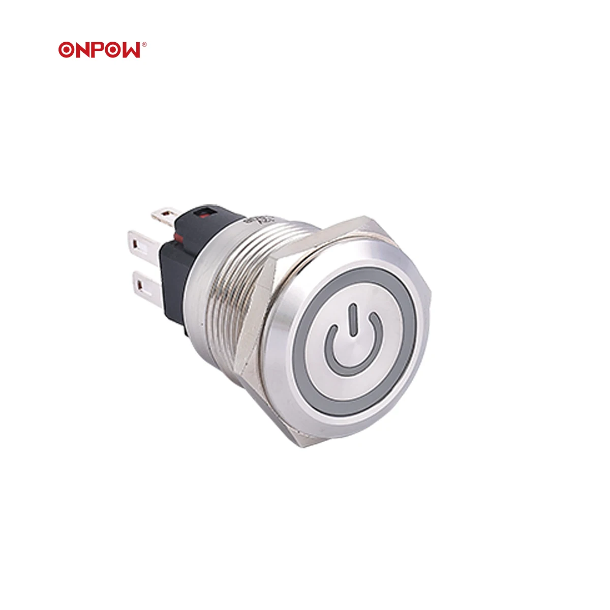 New products ! ONPOW61 19mm short body LED illuminated power symbol metal switch on off push button switch
