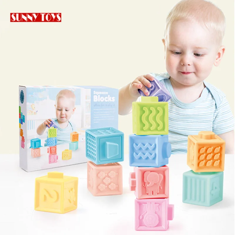 toys baby teether silicone bendable building stacking metal frame for blocks for children