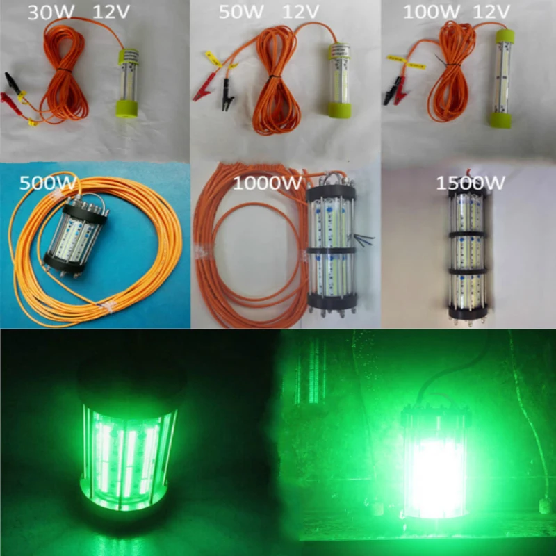 Fishing Light 30W Attracting Fish Lamps Yacht Reservoir Fancier Lake Bay Gather Yellow Green Lighting