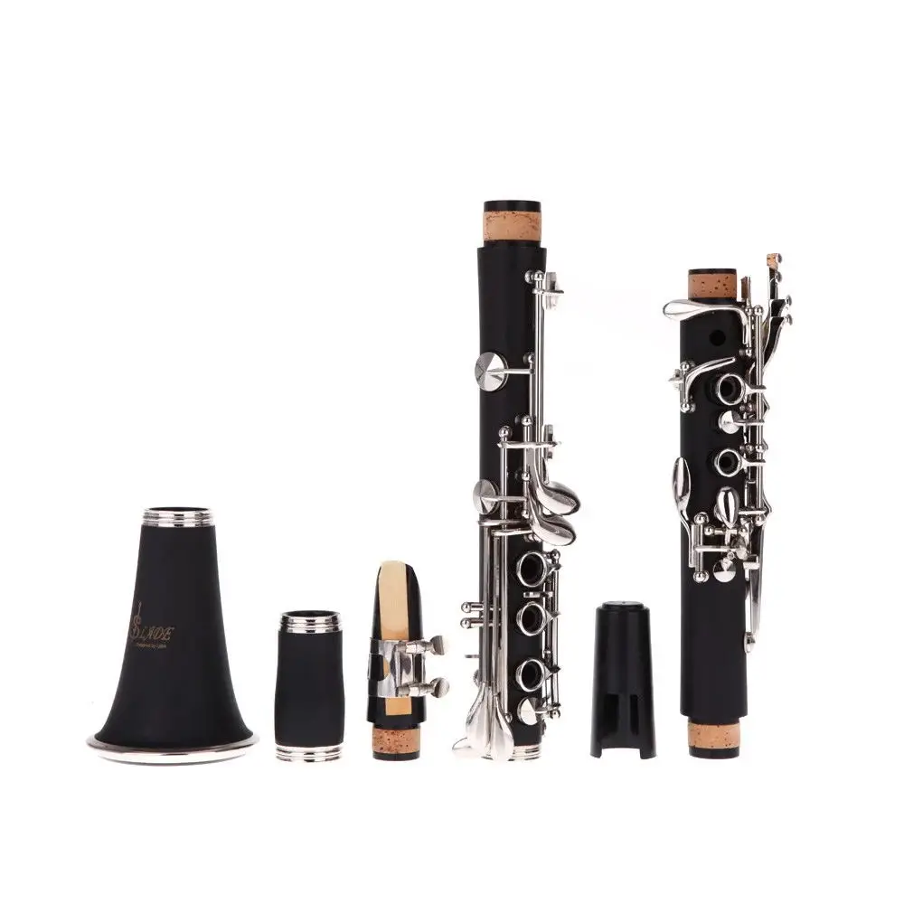 Bakelite 17 Key Bb Flat Soprano Nickel Plating Clarinet with 10 Reeds Woodwind Instruments