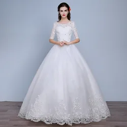 XMN  2021 Plus Size Princess Ball Gown Bridal Dress Lace Wedding Dress with Sleeve