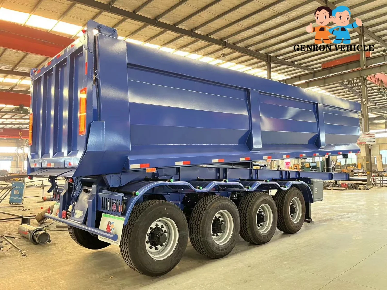 4 axles 50 tons  35000L single tires rear tipper semi trailer with 385/65 R22.5 tires for Senegal