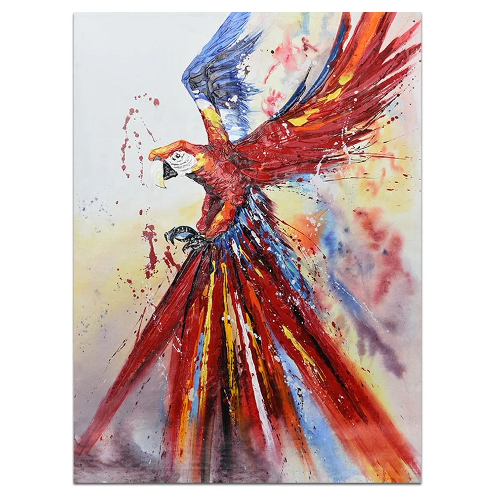 High quality pure handmade oil painting colorful bird for wall decor