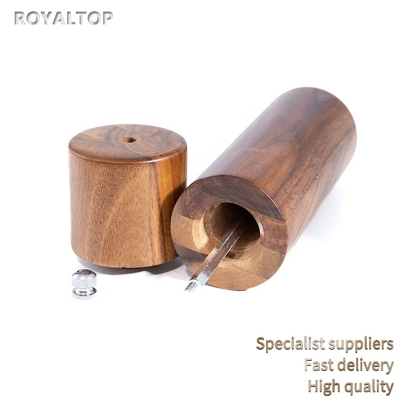 kitchen custom wooden black pepper spice shakers acacia wood salt mill pepper grinder set with tray and cleaning brush