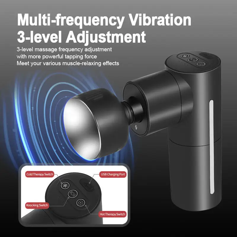 Travel Home Handheld Electric USB Recharge Deep Tissue reasonable price facial mini  massage gun with warm and cold head