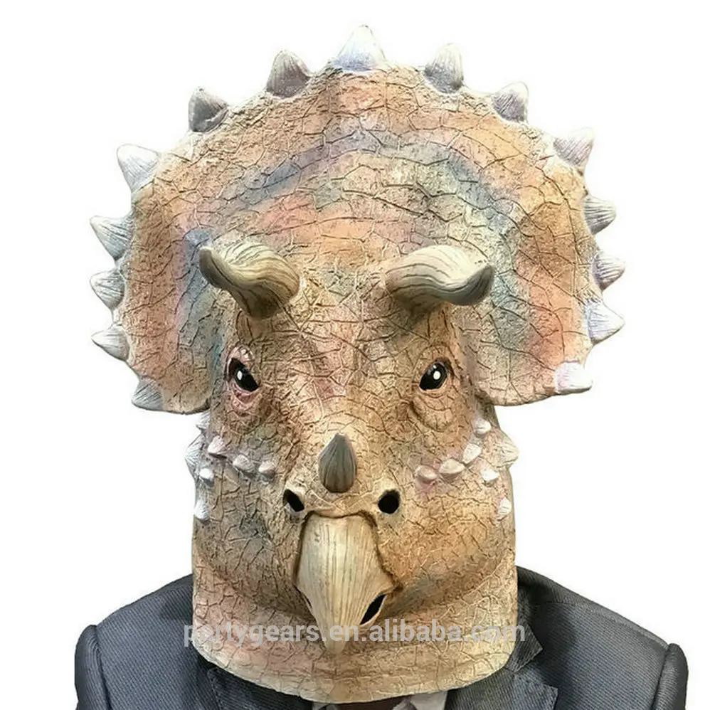 BSCI Audit Factory Natural Rubber Latex Realistic Dinosaur Costume for Sale Scary Halloween Dragon Animal Party Carnival Mask