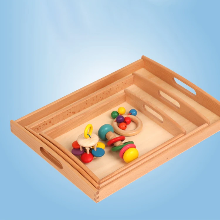 high quality Educational toys for baby kindergarten leaderjoy montessori wood serving big tray