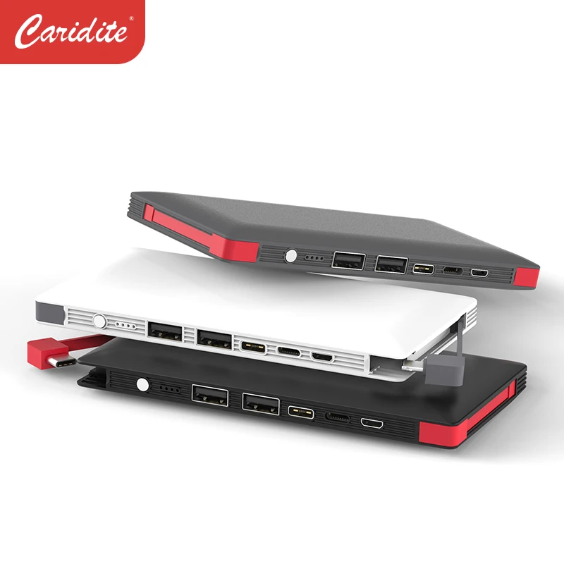 Многоинтерфейсный внешний аккумулятор на 10000 мА · ч удобный портативный источник питания Внешний со скрытым зарядным кабелем для iphone Android