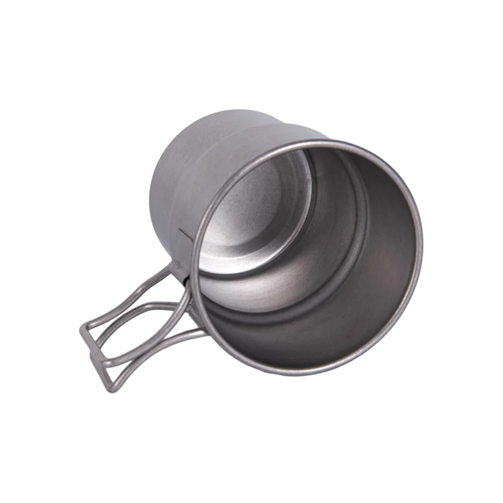 Ultralight Stainless Steel 304 Cup Camping Water Cup Mug Outdoor Camping Picnic Coffee Water Cup Mug with Foldable Handle