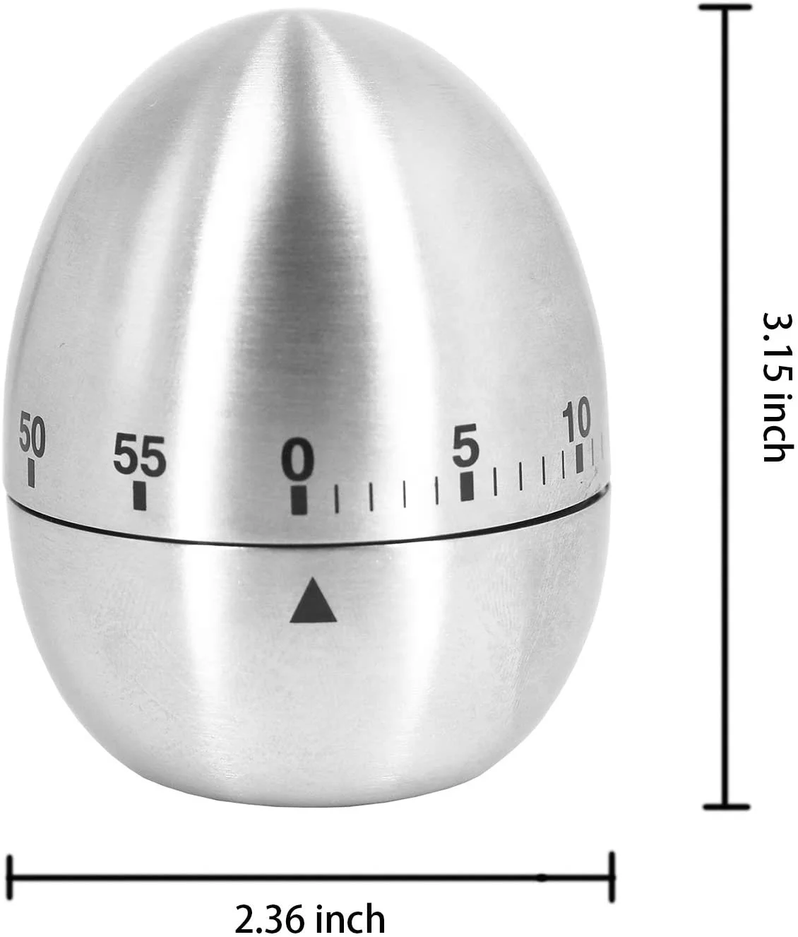 Egg Kitchen Timer Cute Manual Stainless Steel Metal Mechanical Visual Countdown Cooking with Loud Alarm for