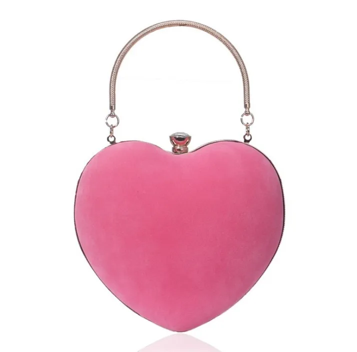  2021Veloutine Girl and women Party Wedding bag Handmade Heart Shaped Evening Bags Chain Purse Clutch evening bags
