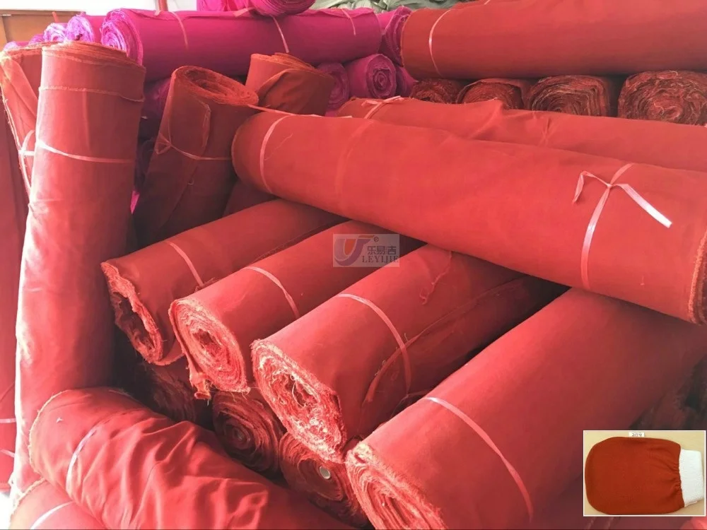 Morocco Textile Fabric Rolls Supplier Top Hard Plain 100% Woven Viscose Bath Glove Fabric For Bath Towel Gloves