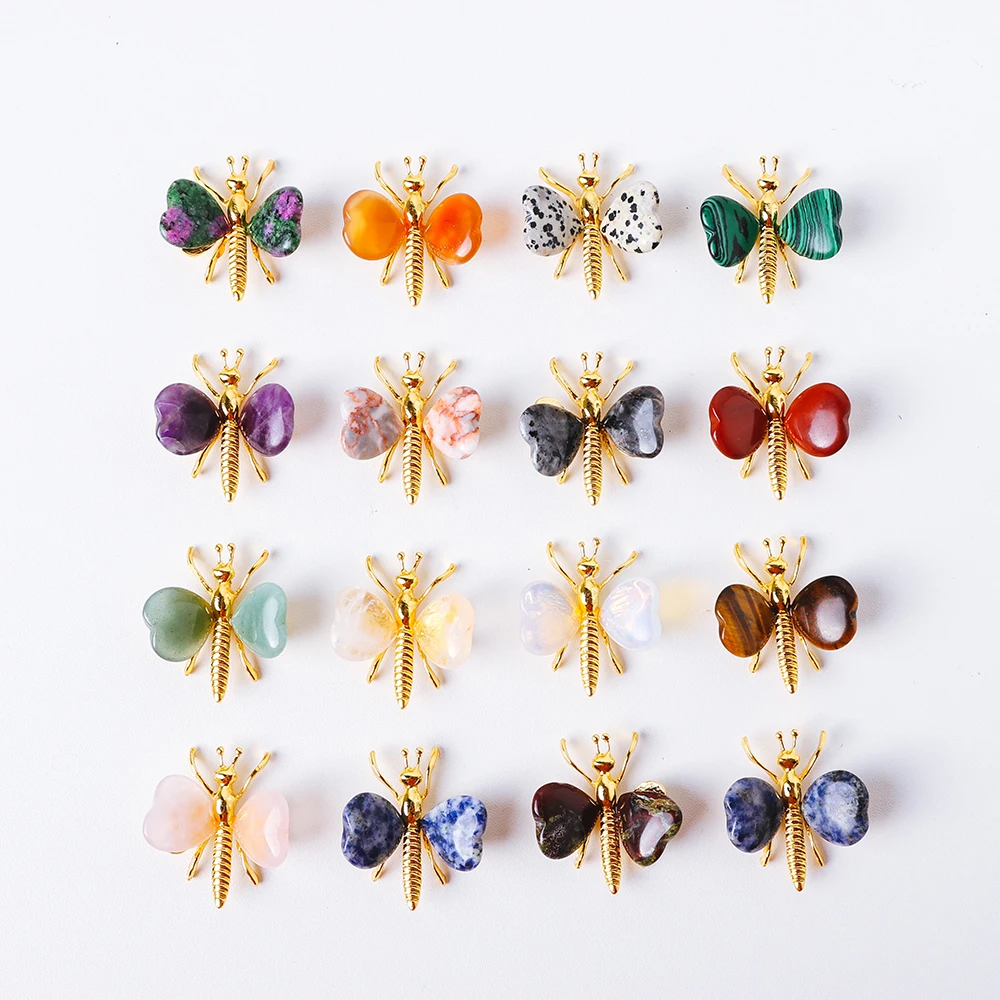 Натуральный кристалл бабочка энергия Аметист Животное украшение розовый кварц орнамент драгоценный камень