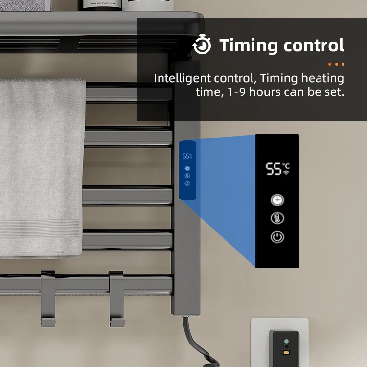 Cheap Price Stainless Steel Bathroom Electric Towel Heater Drying Rack Heated Black Gray Gold White Towel Rail Towel Warmer