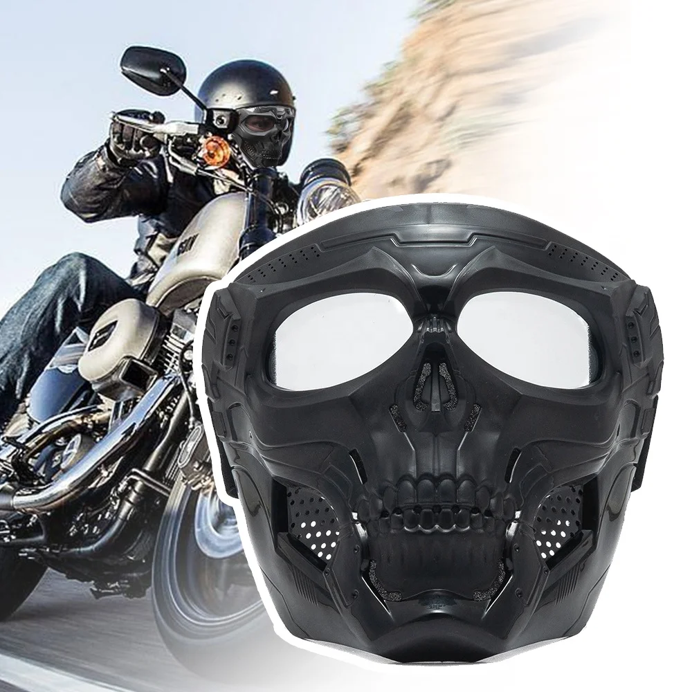 Motorcycle Mask Bicycle Riding Windproof Full Face Skeleton Protective Mask Colored Goggle Tactical Cycling Bike