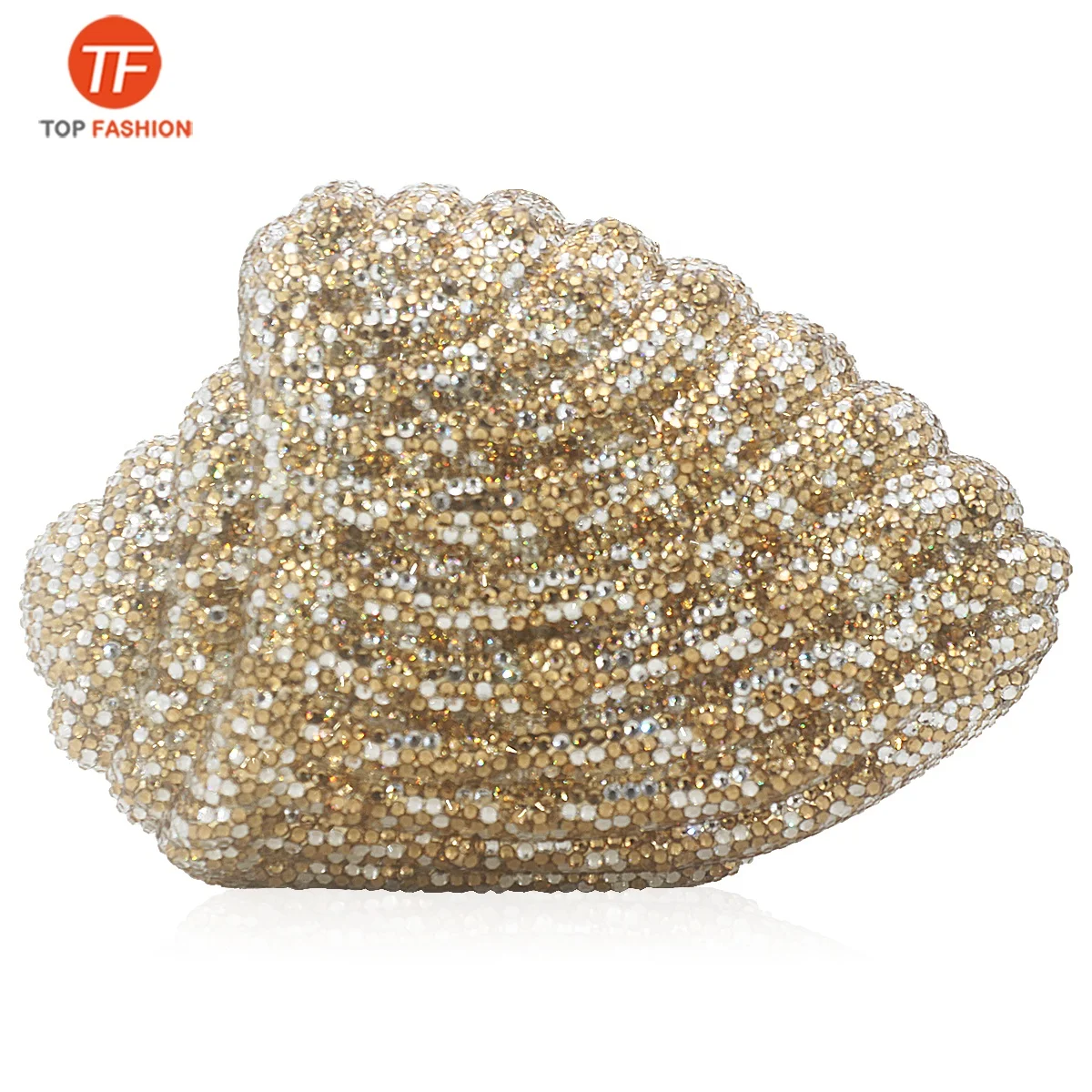 Factory Wholesales Sea Snail Conch Shaped Crystal Clutch Evening bag Diamonds Bridal Wedding Party Women Purse