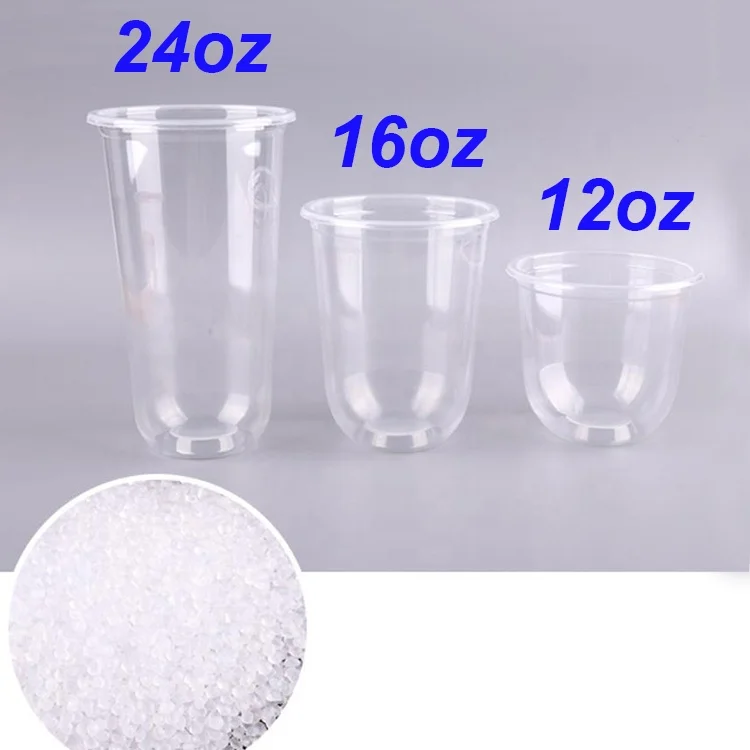 Custom logo Food Grade 24oz Boba Smoothie Take Out U Shape Plastic PP Cups