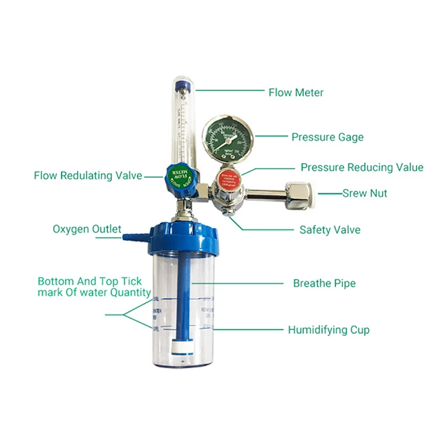 
Bina Factory Hospital Oxygen Pressure Regulator for Medical Oxygen Cylinders 