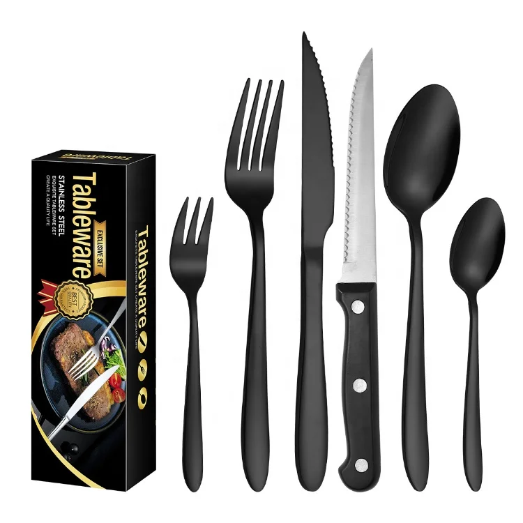 24 Piece Stainless Steel Cutlery Silverware Flatware Home Use Tableware Dinnerware Set Knife Fork Spoon Dessert Spoon