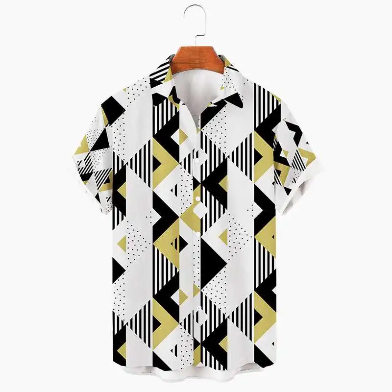 Новая мужская рубашка дышащая Повседневная с коротким рукавом и цветочным принтом