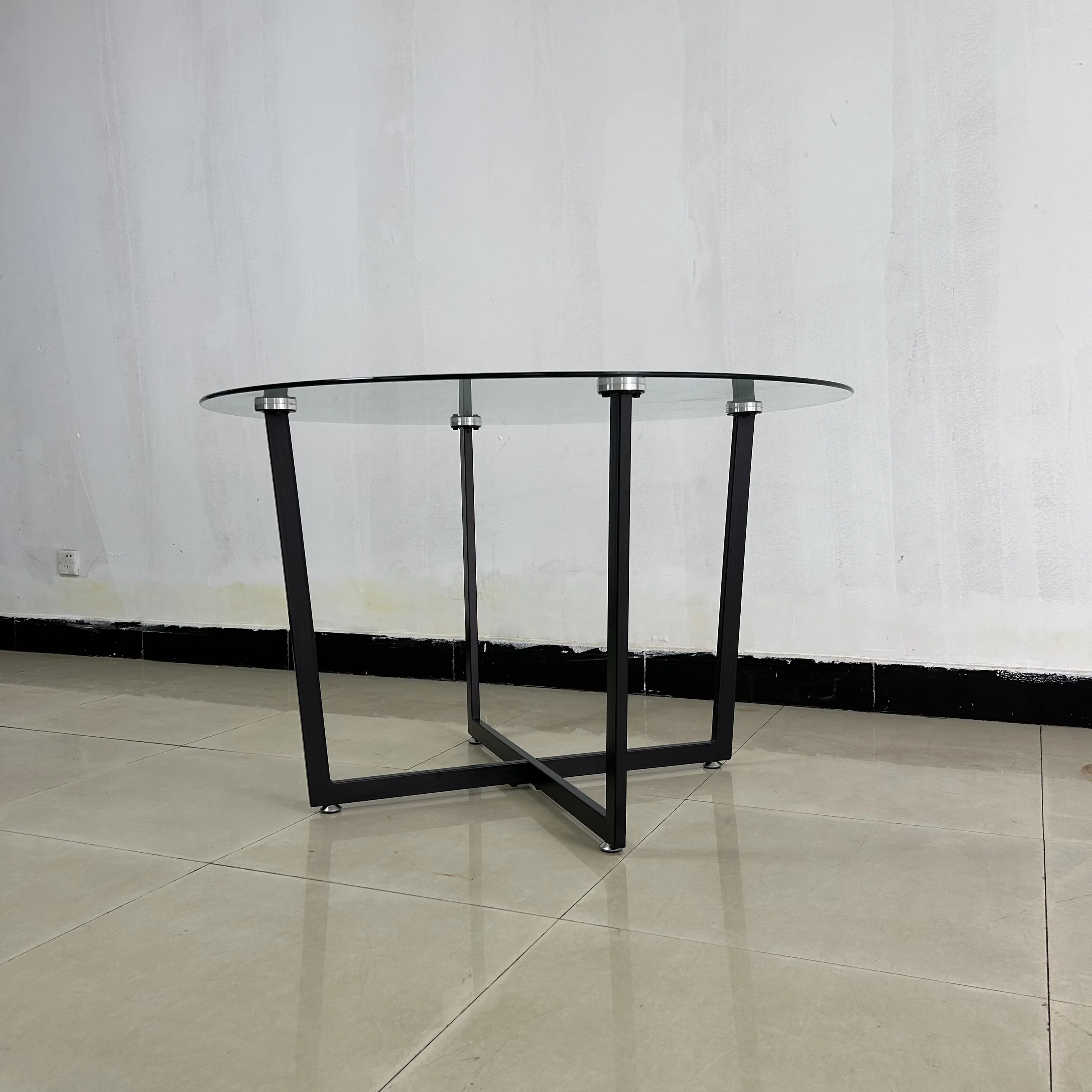 Nordic Modern Minimalist Living Room Modern Tempered Glass Top Metal Leg Round Coffee Table