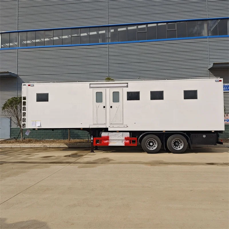 factory customized 3 Axles Semi trailer RV Mobile Office Trailer with living facilities and Communication System for sale