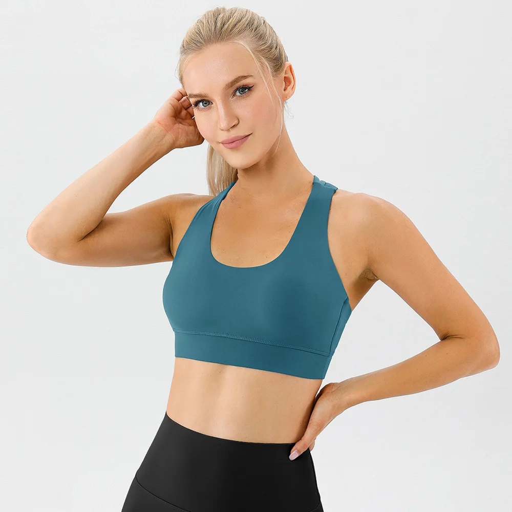 Multi Strappy Back Ropa De Yoga Apparel Sports Bra Custom Logo Medium Support Breathable Running Top Gym Bra with Removable Cups