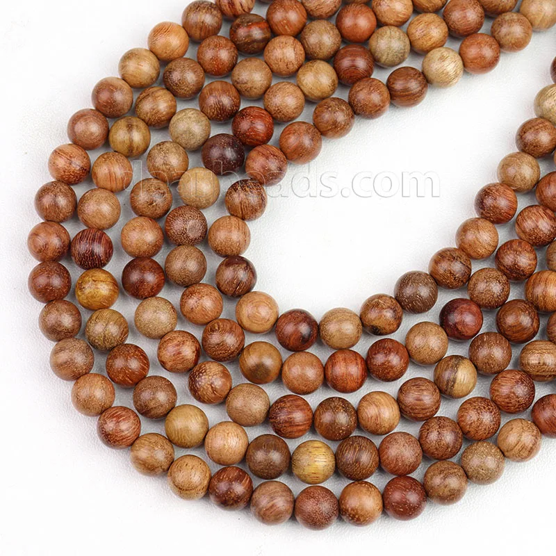 Natural Fragrant Burmese Rosewood Beads String, Burma Padauk Bead For DIY Mala Jewelry Making 6/8/10 mm, Length 38CM, 15Inches