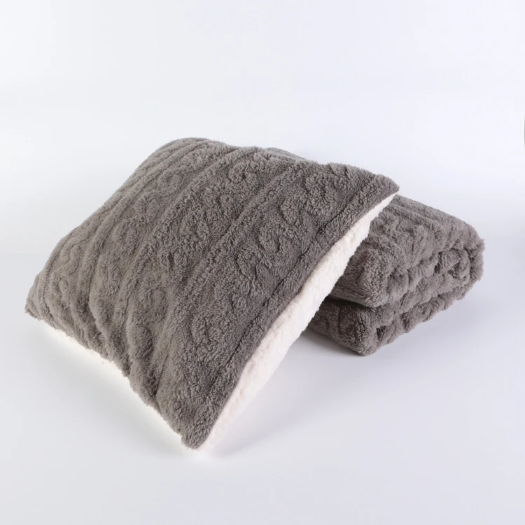 Low MOQ Home Decorative Throw Pillow Sherpa 3D Jacquard plush Fleece Pillow