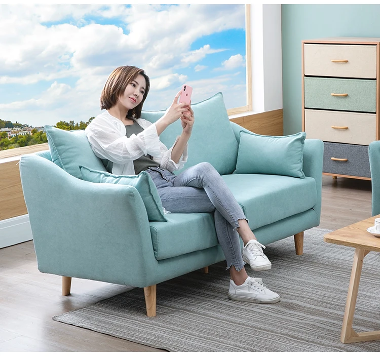 Nordic cloth art sofa bedroom is modern contracted double three sectional sofa living room furniture fabric sofa modern