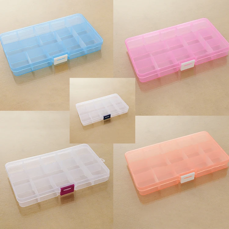 Маленький пластиковый ящик для хранения с 15 ячейками, съемный прозрачный ящик для хранения, пыленепроницаемый Настольный ящик для хранения