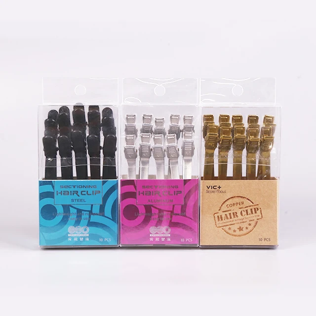 10pcs package Metal Alligator clip single prong Hair Clips wholesale hair brush human hair extension curling iron tools barber