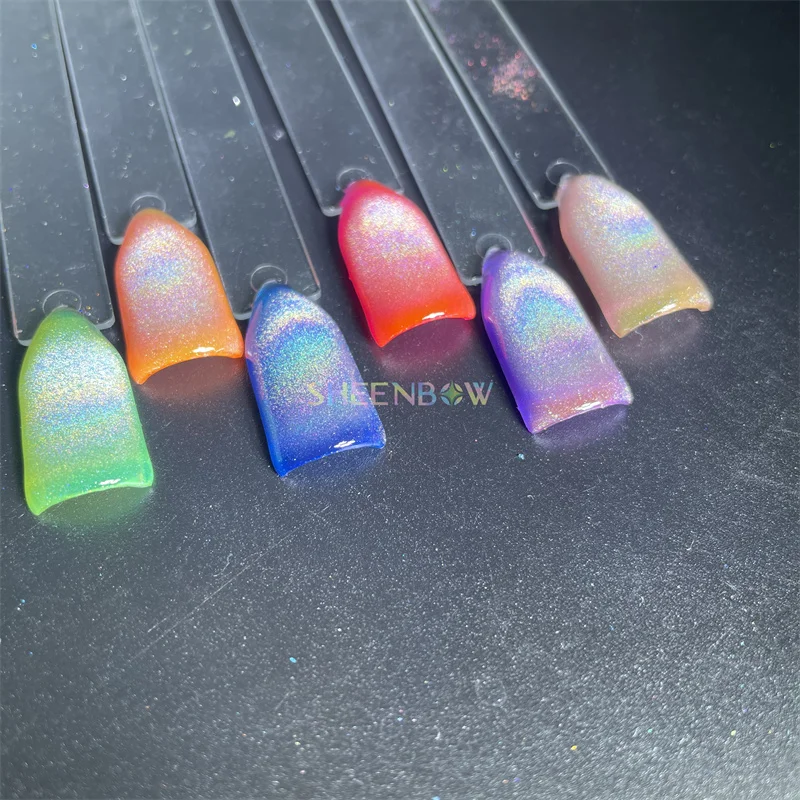 Sheenbow 3d rainbow holographic magnetic nail pigment holo cat eye powder