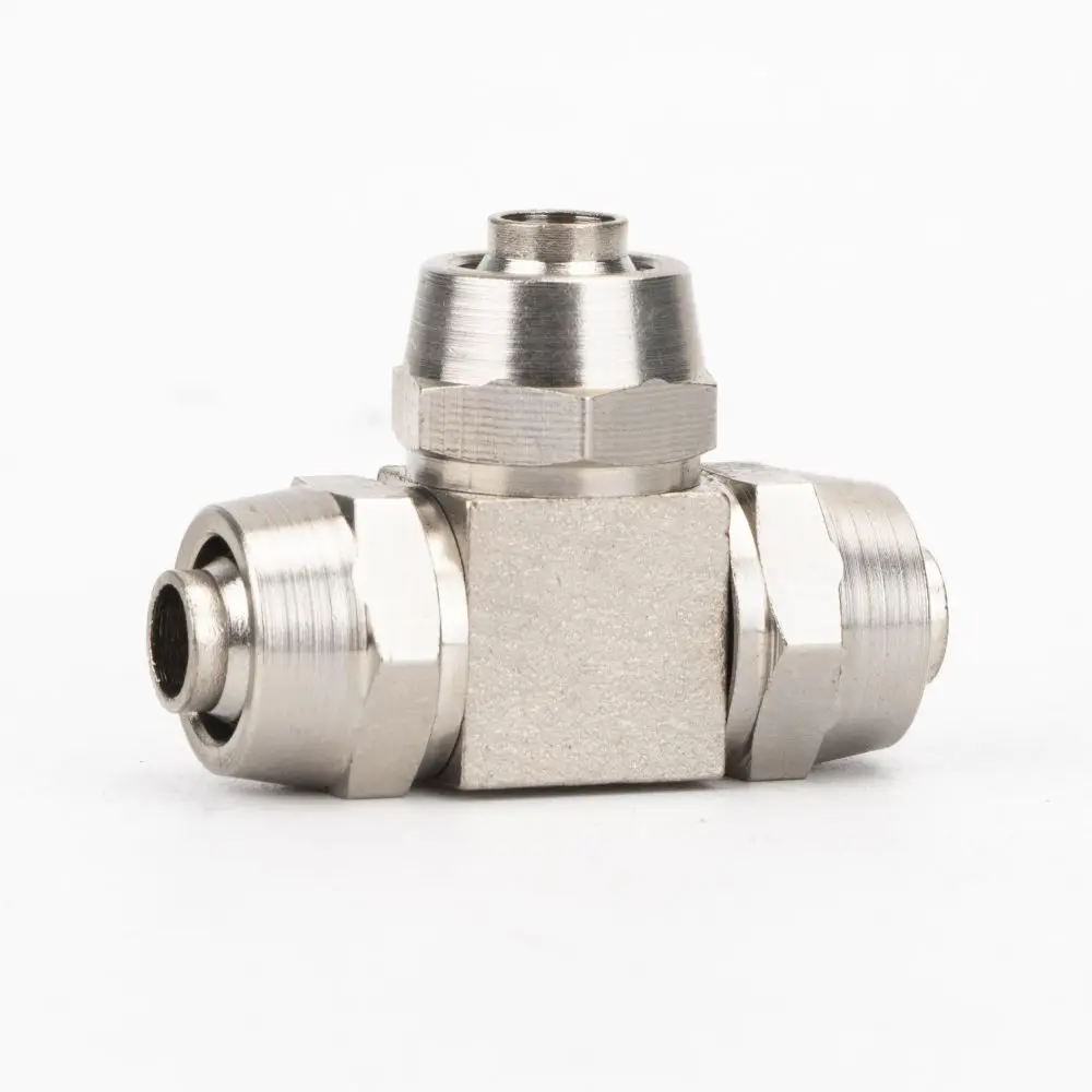 QC12 brass male straight rapid fitting pneumatic part two touch tee fitting for air hose