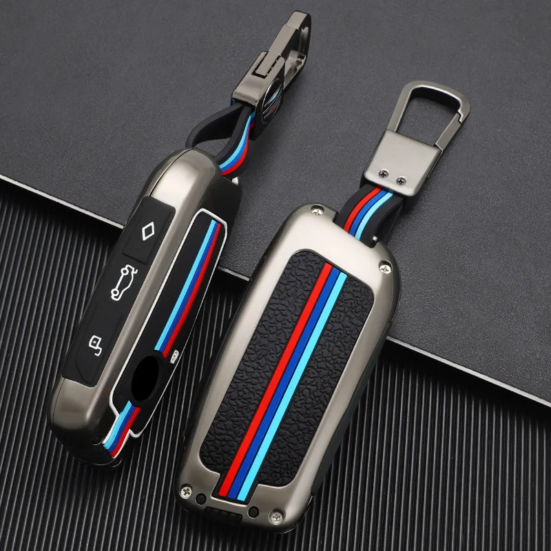 Remote Key Shell Zinc Alloy Cover with Metal Keychain Smart Car Key Case Protection Suitable for Bmw X7