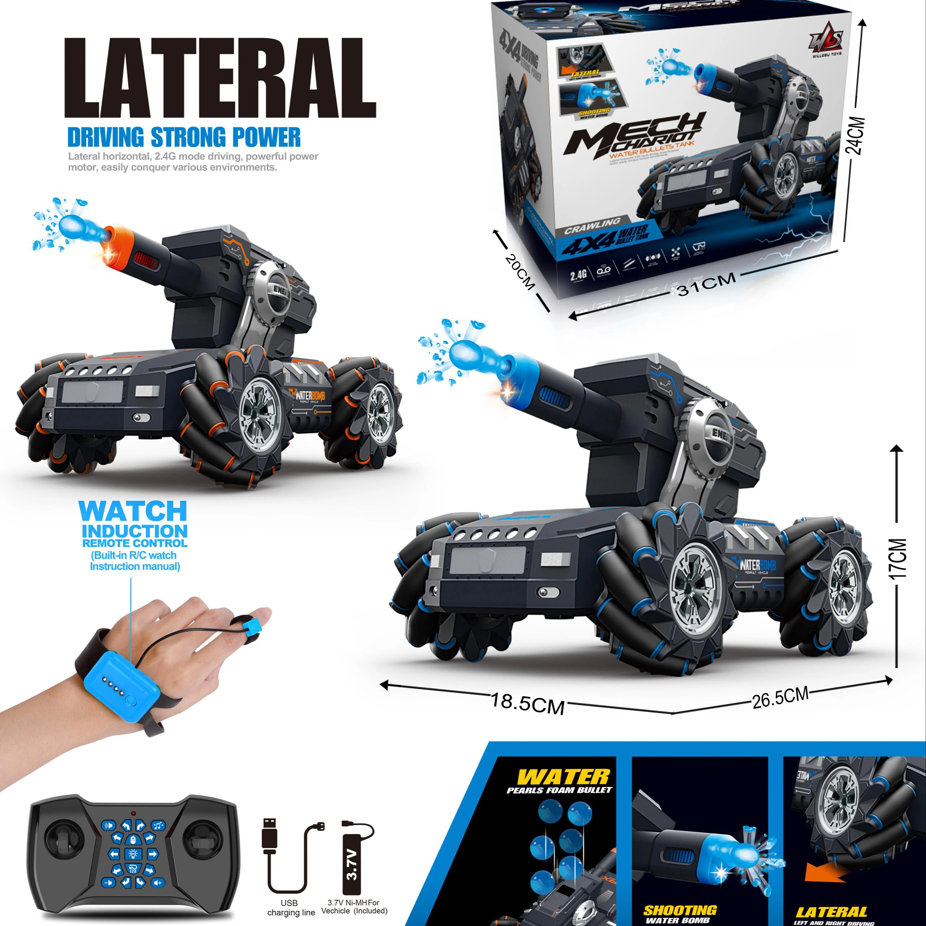 
2.4G RC Tank Car With Water Bomb Launch For Gesture Control Tank 