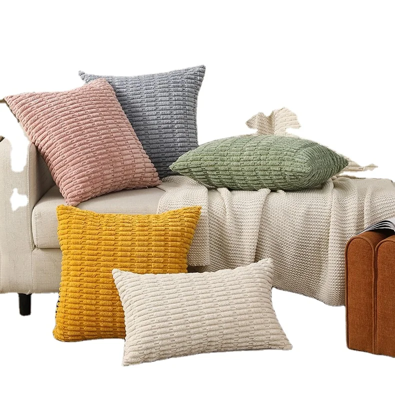 Corduroy soft pillowcase pure color simple square cushion home decor sofa decoration pillow