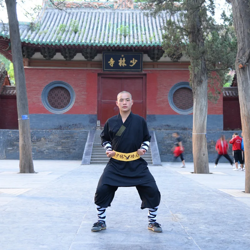 High Quality Tai Ch Uniform Man Wushu Kungfu Suits black Shaolin Martial Monk Clothes